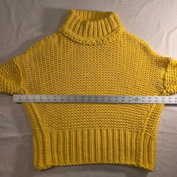 Free People Women's My Only Sunshine Sweater Chunky Knit Turtleneck, Yellow - Picture 5 of 9